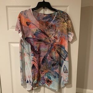 Colorful Dragonfly Print Women's Top
